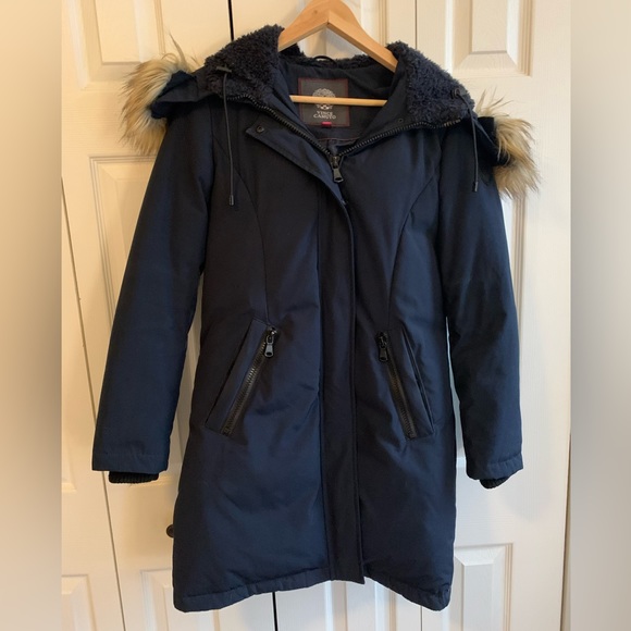 Vince Camuto navy blue down parka coat - Picture 2 of 7